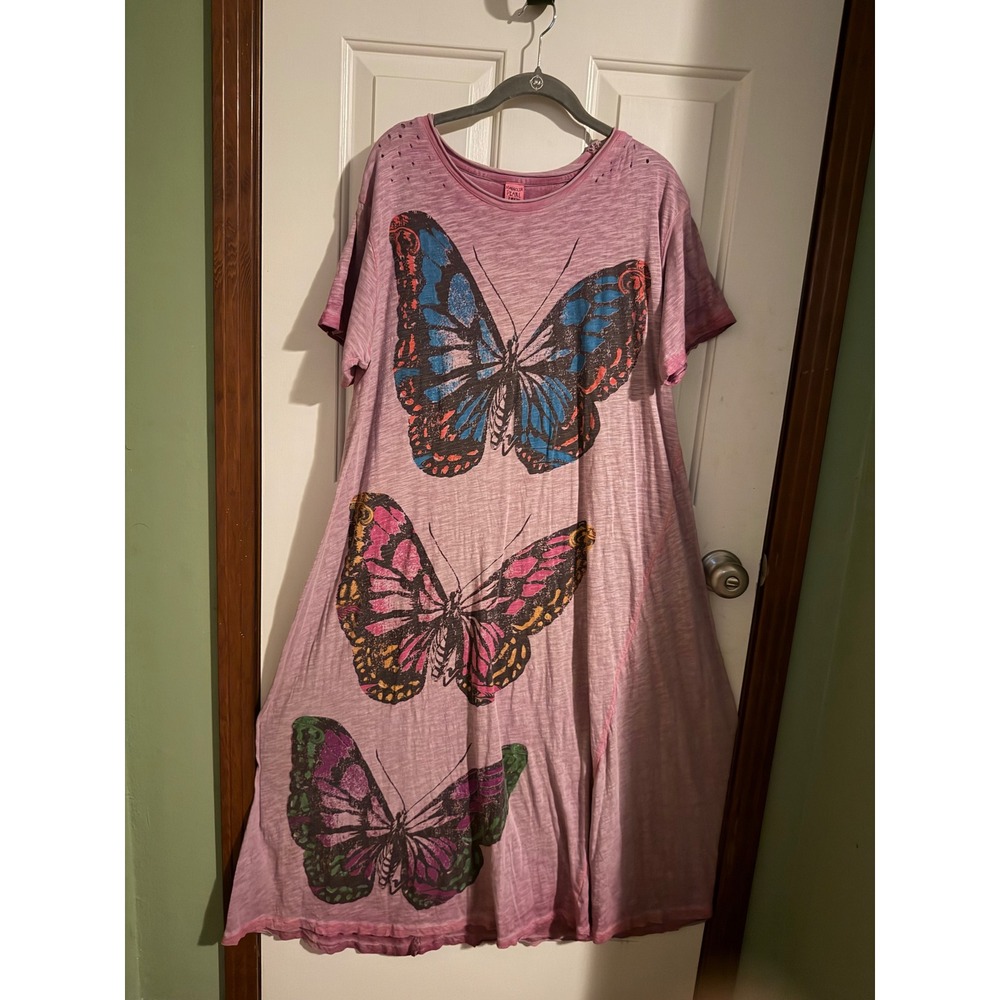 Magnolia Pearl Love Supply Co Butterfly Graphic T-Shirt Dress Pink OS Boho
